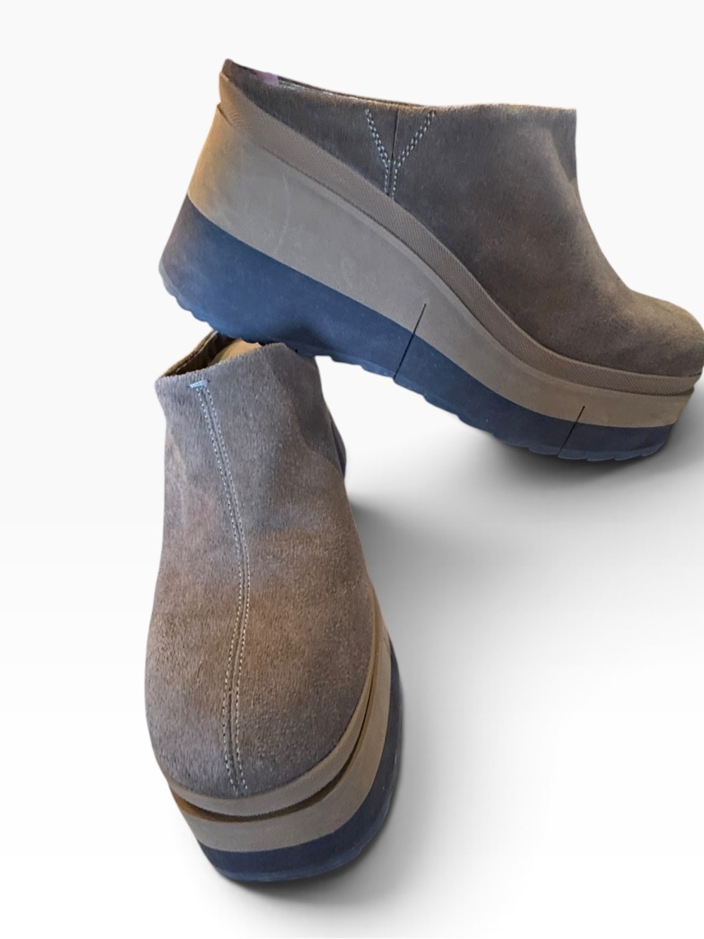 Naked Feet Women’s Size 10 Taupe Suede Platform Slip-On Mule Style Shoes
